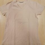 t shirt col v couleur beige femme